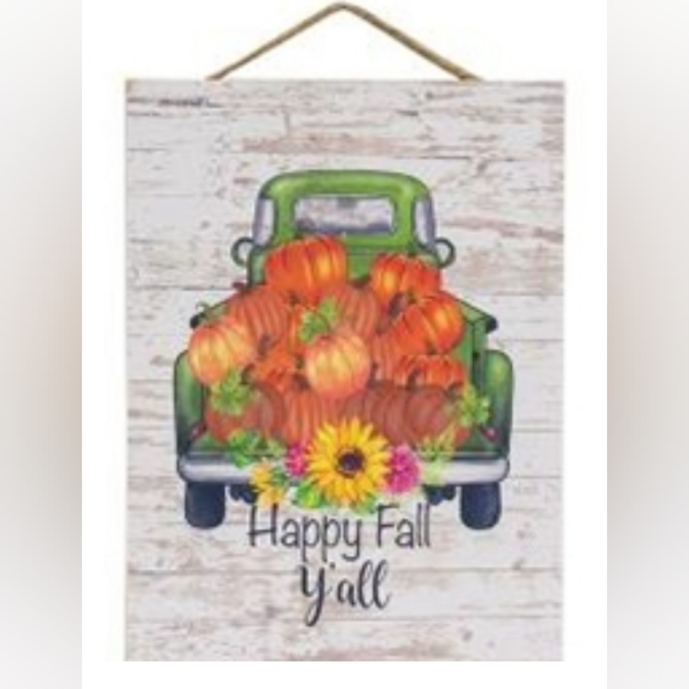 Happy Fall Y'all Wall Art with Pumpkins and Sunflowers